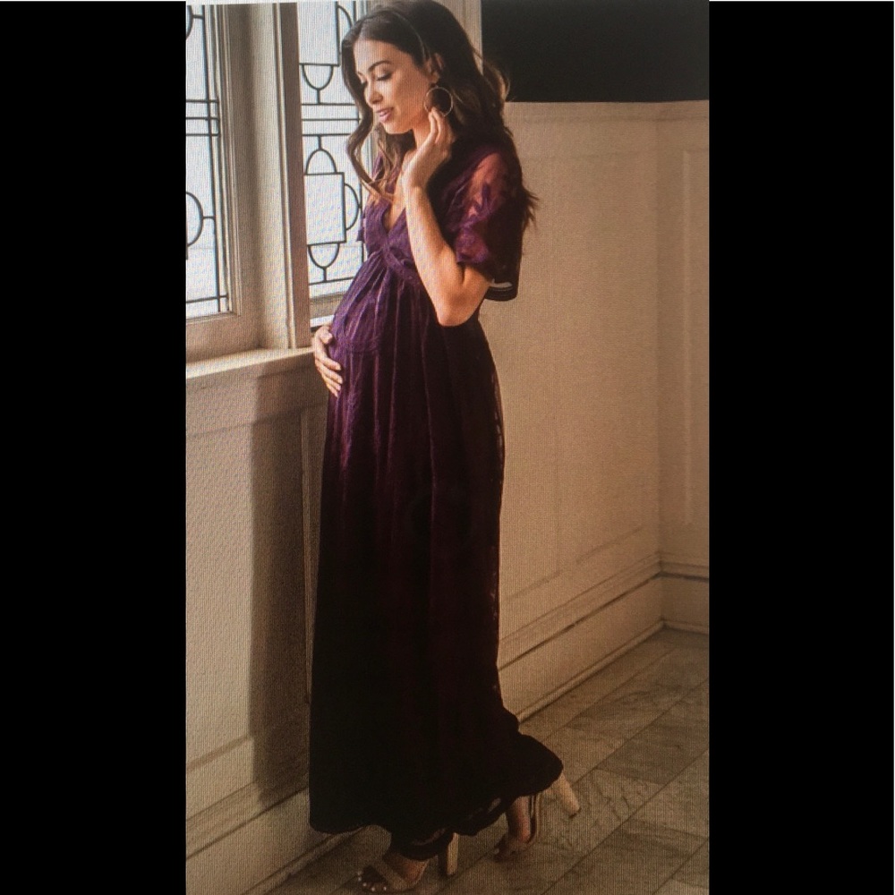 New*PinkBlush Plum Lace Mesh Overlay Maternity - Picture 7 of 12